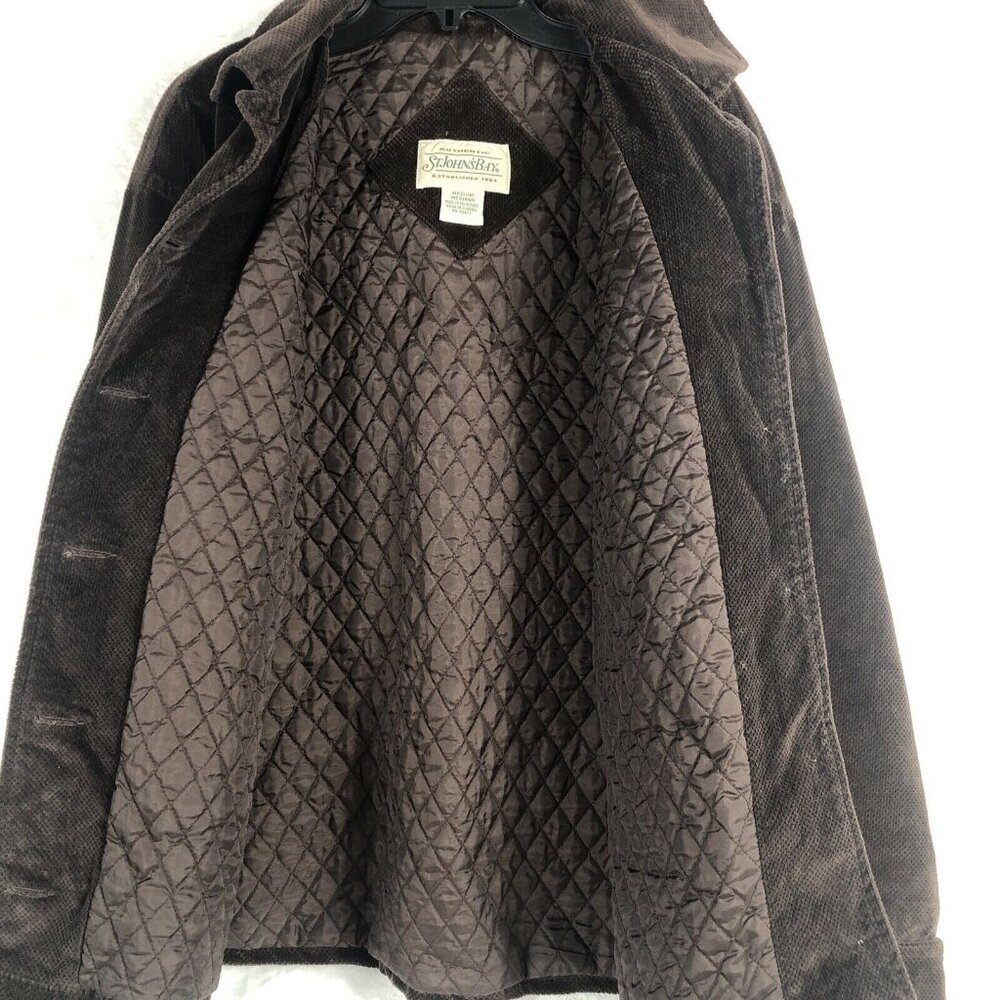 Saint Johns Bay Authentic Woman's Brown Corduroy Button Up Coat Adult Medium - Picture 8 of 16